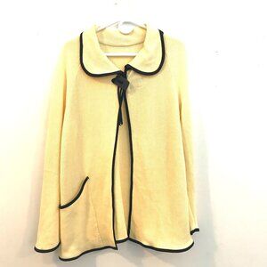 VTG Misook cardigan knit women's L yellow/black logan look retro collar